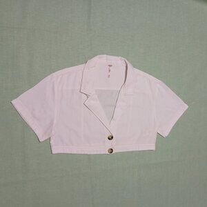 Free People Cropped Short Sleeve Blazer Jacket – Ivory, Size S/P